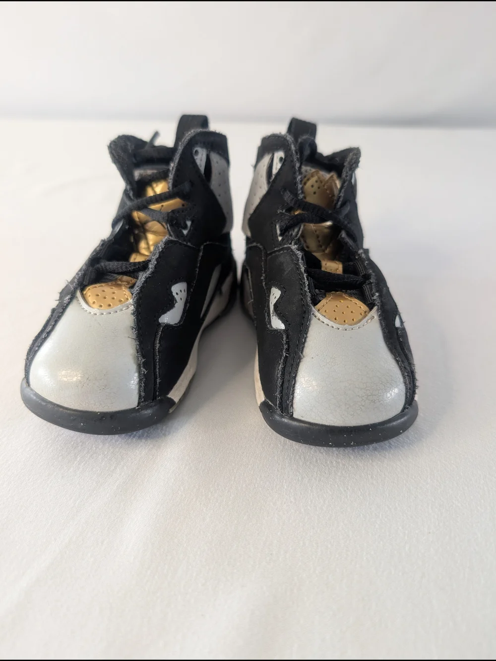 Nike Jordan True Flight Baby Black, Gray and Gold Sneakers